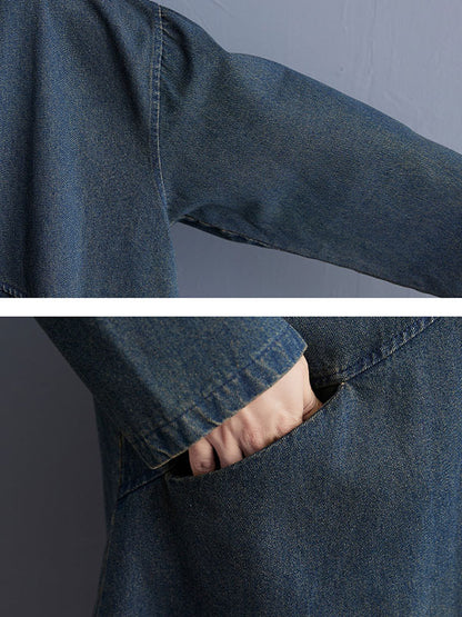 xakxx Long Sleeves Loose Split-Joint Lapel Outerwear