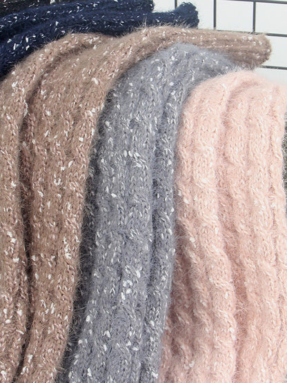 xakxx Wool Knitted Dot Twist Leg Warmers Accessories