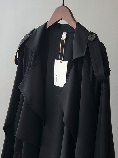 xakxx Khaki&Black Vintage Notched Collar Thin Trench Coat
