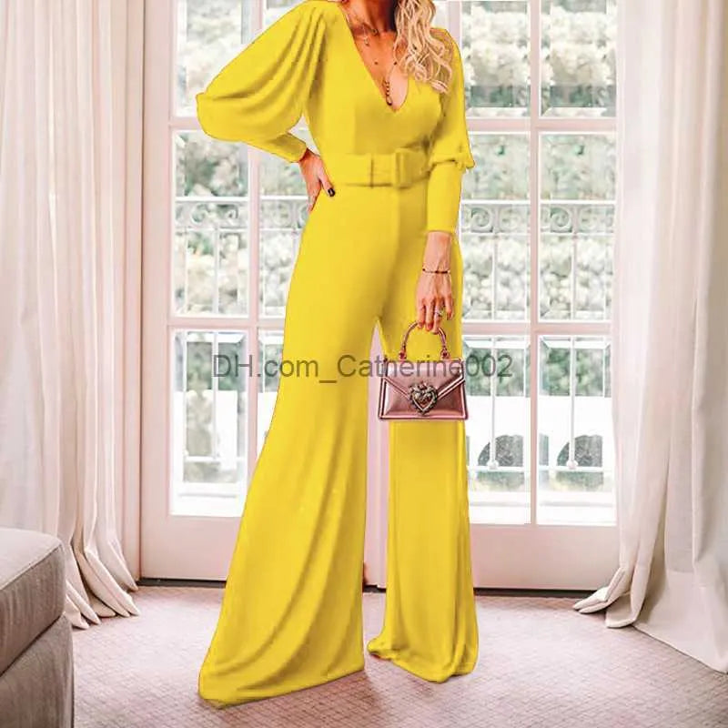 Women's Jumpsuits Rompers Jumpsuit Women Elegant Office Laides Bodysuit Long Sleeve Overalls Sexy Black One Piece Outfit Party Rompers Wed Leg Jumpsuits T231023
