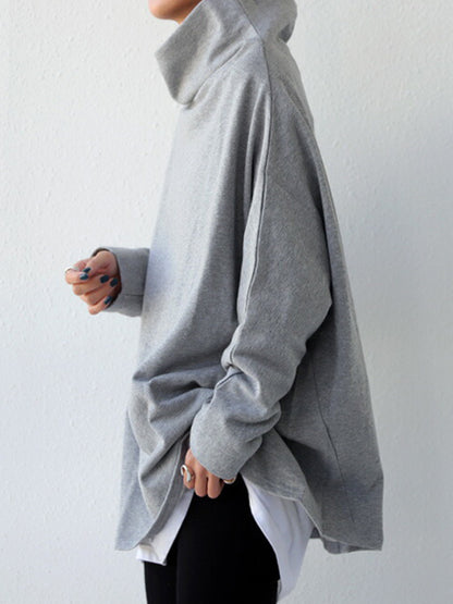 xakxx Urban Black&Gray High-Neck Long Sleeve Oversize T-Shirt