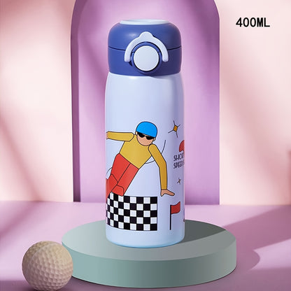 1pc Cartoon Insulated Water Bottle - 400ml 304 Stainless Steel Travel Thermal Cup for Hot and Cold Beverages, Summer Winter Drinkware, Perfect Gift for Outdoor Enthusiasts and Coffee Lovers