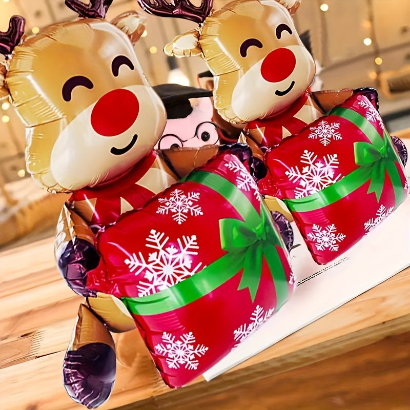 2pcs 37" Inflatable Reindeer Balloons - Perfect for Christmas & Holiday Parties, Indoor/Outdoor Decorations