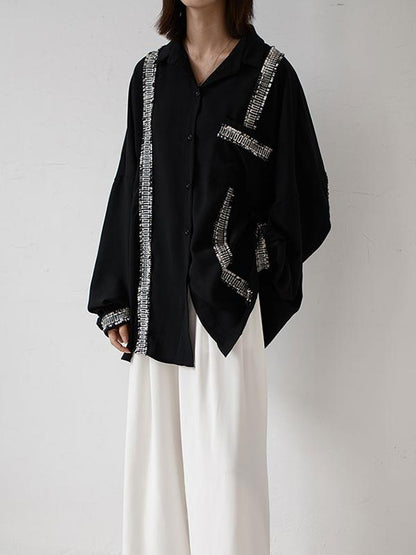 xakxx Loose Cropped Black Light Shirts Blouses