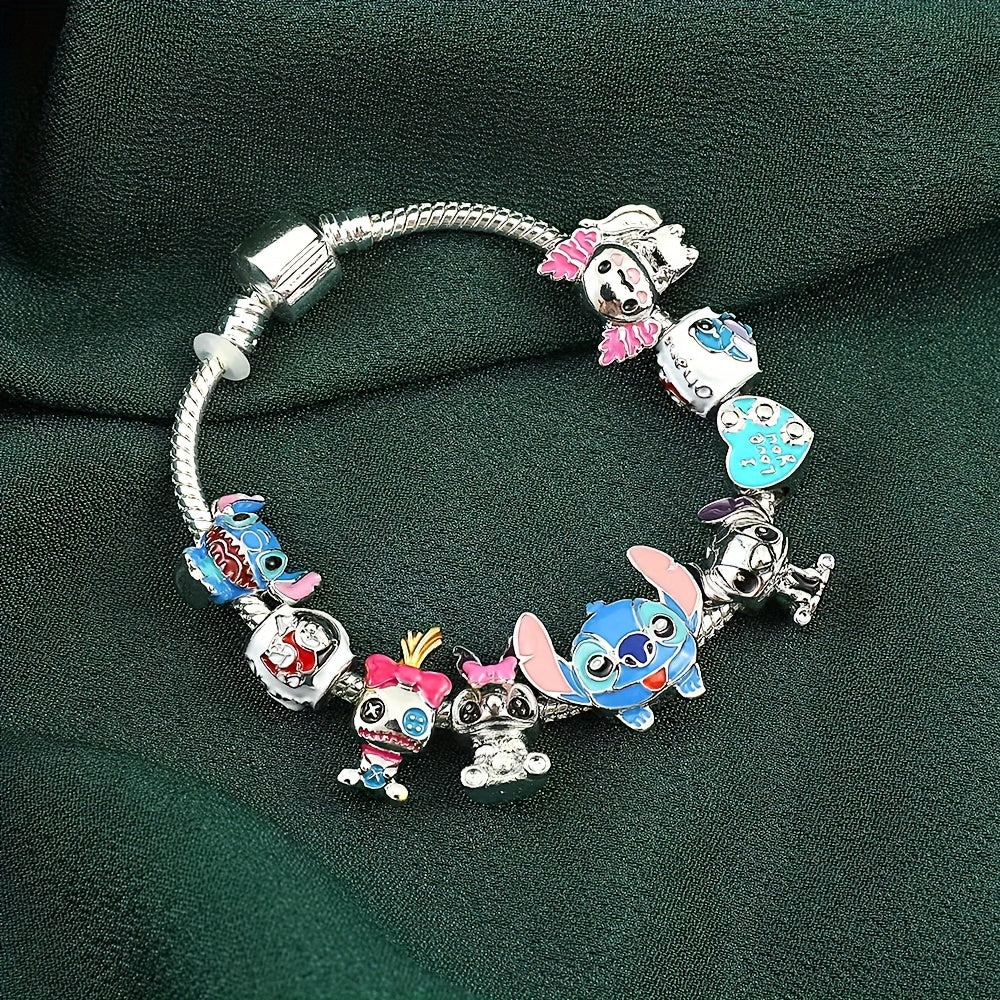 1pc Delightful Disney Stitch Charm Bracelet for Women - Licensed, Cute, Beaded Fashion Accessory with Lilo & Stitch Charms - Adorable Birthday Gift Idea for Her, Perfect for Any Occasion