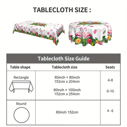 1pc Vibrant Summer Flamingo Polyester Tablecloth - Tropical Plants Pattern Table Cover for Home, Kitchen, Dining, Party Decoration - Stain, Wrinkle-Free, Easy Care, and Durable Tablecloth for Gift or Personal Use