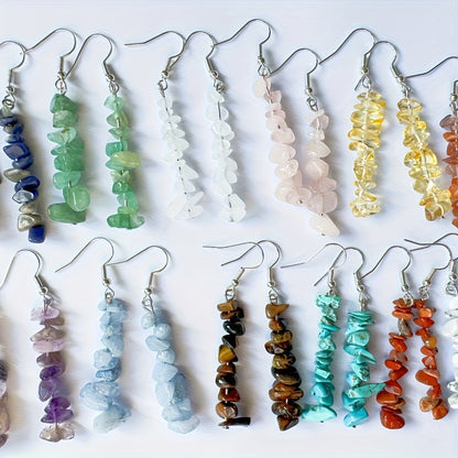 36pcs/set Handcrafted Bohemian Natural Stone Jewelry Set - Unique Irregular Design, Adjustable Bracelets and Earrings for Women, Perfect for Daily Wear, Vacations, Christmas, Halloween Gifts