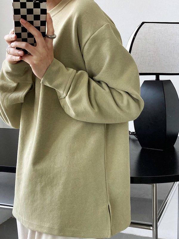 xakxx 3 Colors Loose Casual Solid Color Split-Side T-Shirt Top