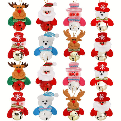 8pcs Felt Christmas Bells Ornaments, Hanging Jingle Bells Pendant, Xmas Tree Decorations for Santa Clause Snowman Reindeer Doll Elk Bear