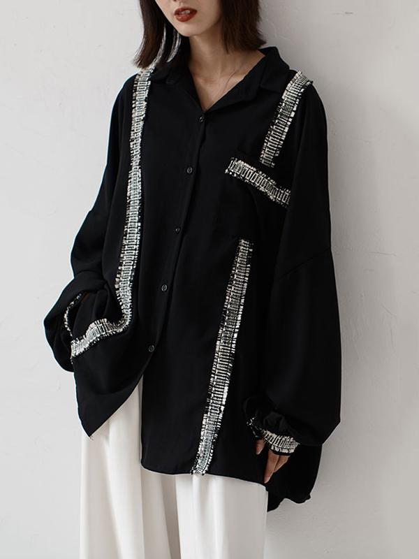 xakxx Loose Cropped Black Light Shirts Blouses
