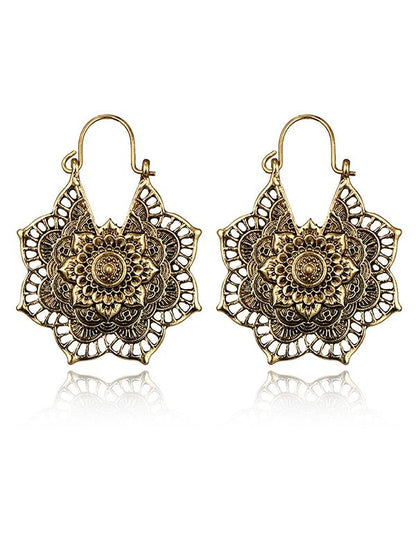 xakxx Vintage Hollow Alloy Flower Earring Accessories