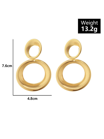 xakxx Statement Hollow Solid Color Geometric Earrings Accessories