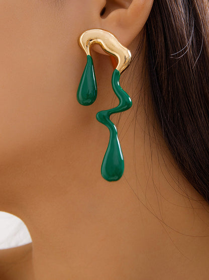 xakxx Contrast Color Geometric Drop Earrings