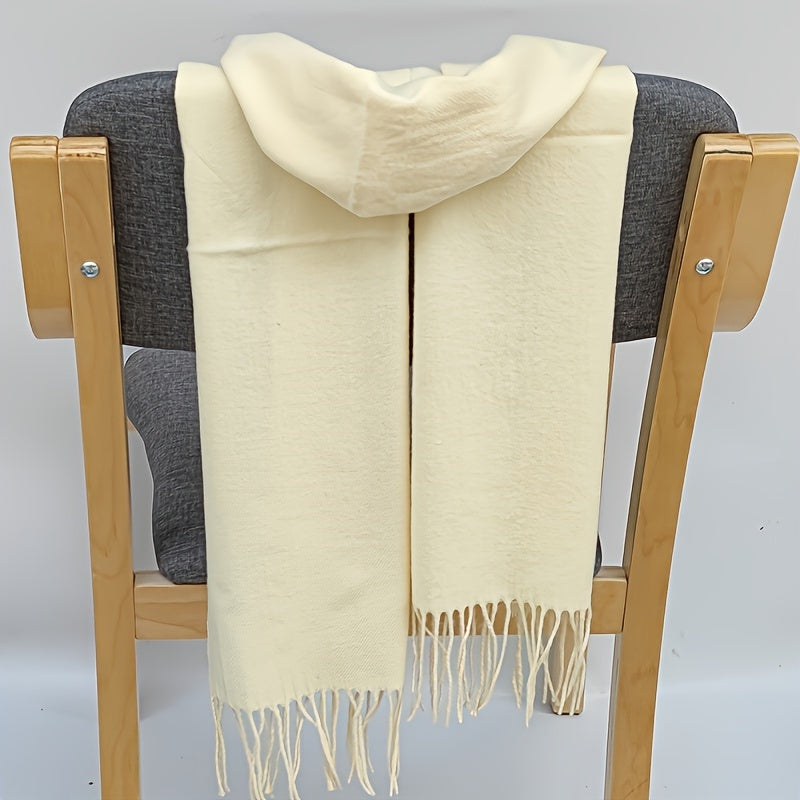 Classic Autumn and Winter Lightweight Solid Color Men's Long Scarf - Fashionable Warm Neck Wrap Shawl for Outdoor Comfort, 100% Polyester, Mature Style, Non-Stretch, Woven Craftsmanship, Decorative - Suitable for Casual Weekend Use