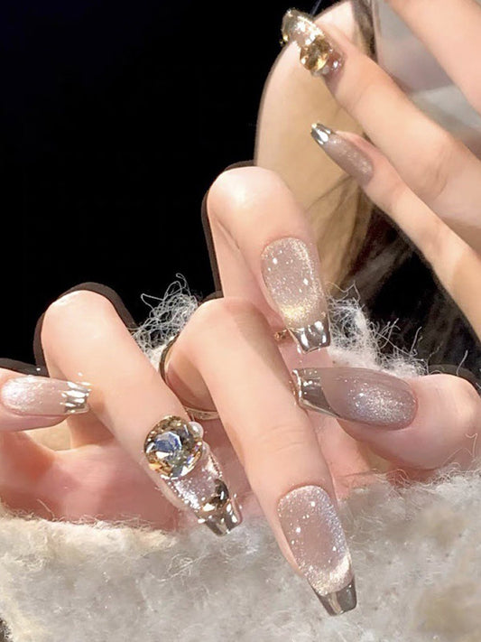 xakxx Detachable Rhine Stones Press-On Nails
