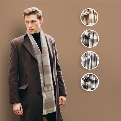 1pc Soft & Warm Short-bearded Plaid Long Scarf Winter Scarf