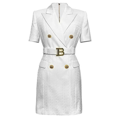 Womens Work Dresses Luxury Designer Clothes Fashion Elegant Office Dresses Suit Jacket Skirt With Big Buckle Waist Belt Business Outfit S-XXXL
