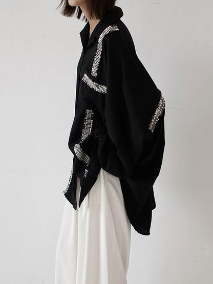 xakxx Loose Cropped Black Light Shirts Blouses