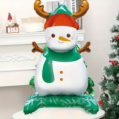 4pcs Christmas Party Balloons Set - Santa Claus, Christmas Tree, Gingerbread Man, Snowman - General Fit, No Electricity Required, Featherless, Ideal for Holiday Decorations