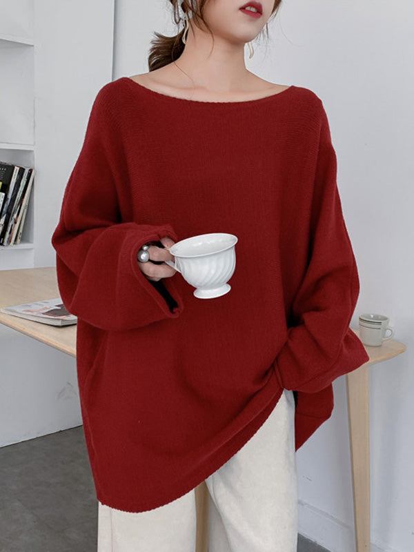 xakxx Simple Solid Color Round-Neck Sweater