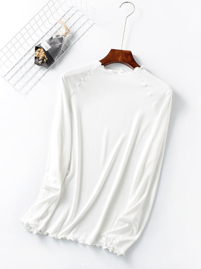 xakxx 7 Colors Solid Color Long Sleeves T-Shirt Top