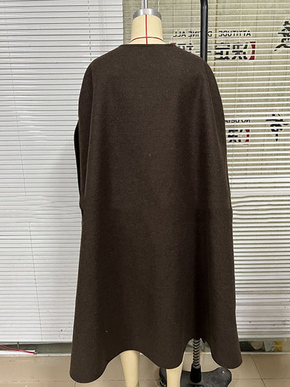 xakxx Simple Sleeveless Solid Color Round-Neck Cape Outerwear