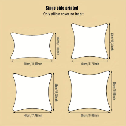 Set of 4 Festive Christmas Throw Pillow Covers - Reversible, Machine Washable, Woven Polyester, Zipper Closure, Contemporary Style - Perfect for Home Decor, Holiday Season, 17.7" and 15.7" Square, Snowman Reindeer Designs