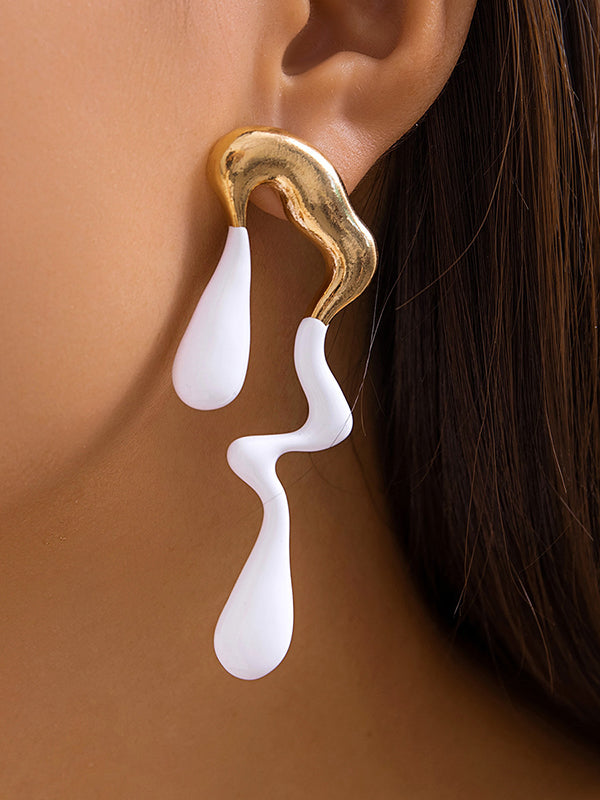 xakxx Contrast Color Geometric Drop Earrings