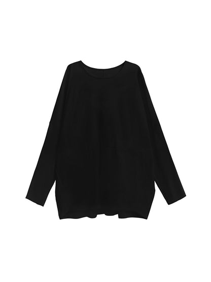 xakxx Batwing Sleeves Long Sleeves Solid Color Round-Neck T-Shirts Tops