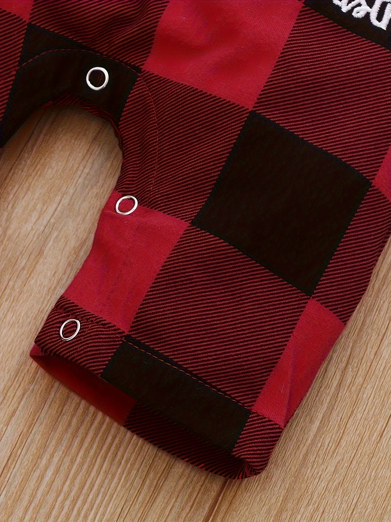 2pcs Baby Boys Christmas Gentlemen's Letter Embroidered Jumpsuit&Santa Claus Head Letter Embroidered Checkered Backband Pants Set