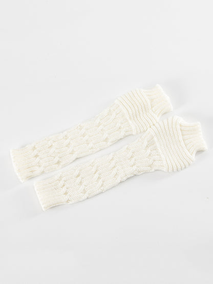 xakxx Solid Color Keep Warm Jacquard Knitted Sleevelet