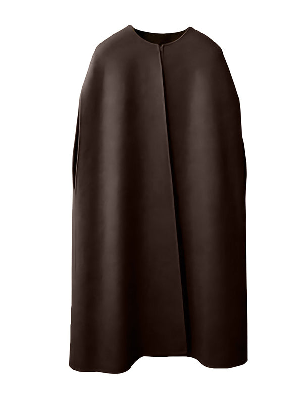 xakxx Simple Sleeveless Solid Color Round-Neck Cape Outerwear