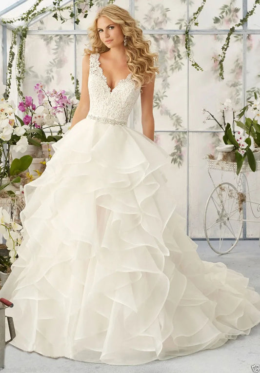 Ball Gown Wedding Dresses Real Images Vestidos Noiva Lace Saudi Arabic Appliques Beaded Trouwjurk Backless Plus Size Bridal Gowns 403