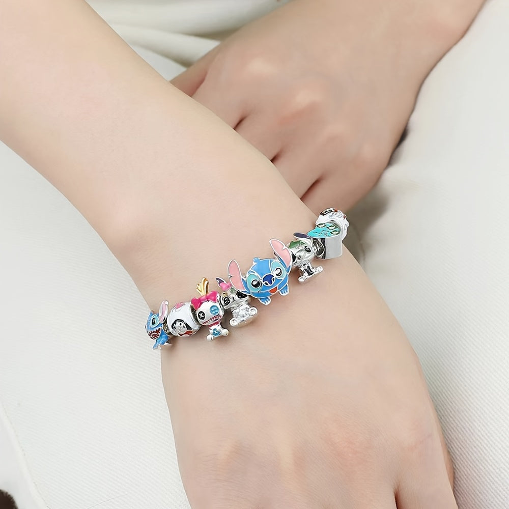 1pc Delightful Disney Stitch Charm Bracelet for Women - Licensed, Cute, Beaded Fashion Accessory with Lilo & Stitch Charms - Adorable Birthday Gift Idea for Her, Perfect for Any Occasion