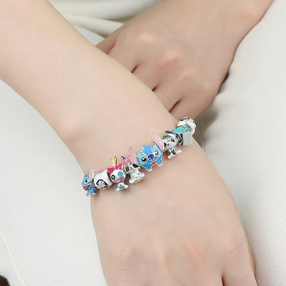 1pc Delightful Disney Stitch Charm Bracelet for Women - Licensed, Cute, Beaded Fashion Accessory with Lilo & Stitch Charms - Adorable Birthday Gift Idea for Her, Perfect for Any Occasion