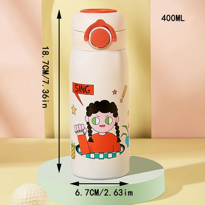 1pc Cartoon Insulated Water Bottle - 400ml 304 Stainless Steel Travel Thermal Cup for Hot and Cold Beverages, Summer Winter Drinkware, Perfect Gift for Outdoor Enthusiasts and Coffee Lovers