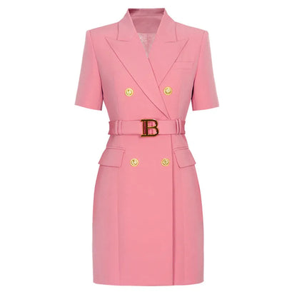 Womens Work Dresses Luxury Designer Clothes Fashion Elegant Office Dresses Suit Jacket Skirt With Big Buckle Waist Belt Business Outfit S-XXXL