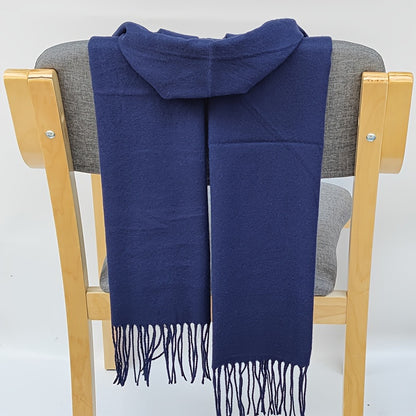 Classic Autumn and Winter Lightweight Solid Color Men's Long Scarf - Fashionable Warm Neck Wrap Shawl for Outdoor Comfort, 100% Polyester, Mature Style, Non-Stretch, Woven Craftsmanship, Decorative - Suitable for Casual Weekend Use