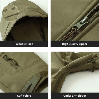 Military Outdoor Jackets Tactical Waterproof Windbreaker Army Combat Jacket Men Shark Skin Soft Shell Hooded Clothes