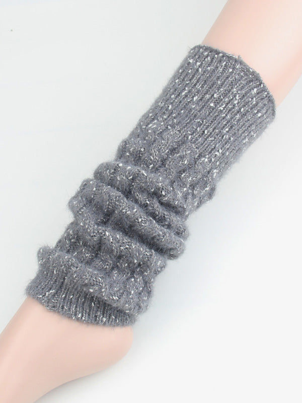 xakxx Wool Knitted Dot Twist Leg Warmers Accessories