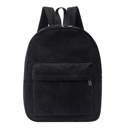 Personalised Embroidery Simple Backpack Corduroy School BackpacksSolid Color Casual Bookbag Travel 240425