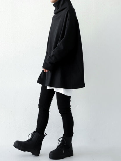 xakxx Urban Black&Gray High-Neck Long Sleeve Oversize T-Shirt