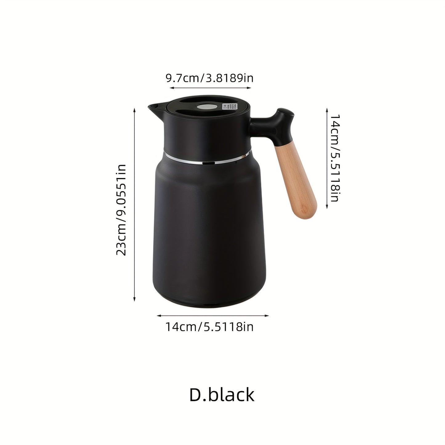 1-Pack Stainless Steel Thermal Carafe 50.72oz - Double-Wall Vacuum Insulated Hot Water Pot, Coffee Dispenser, Office Tea Flask, Heat Retention, Uncharged, No Battery Needed