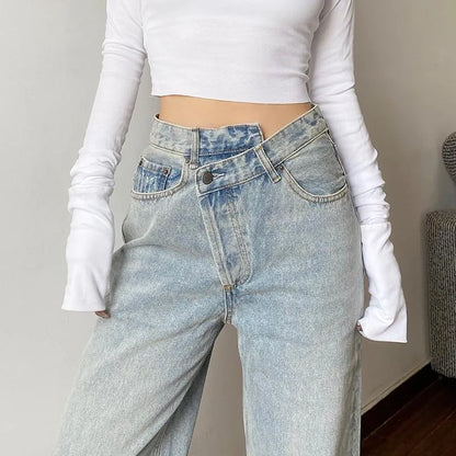 Women's Jeans Mom Baggay High Waist Straight Pants Women  White Black Fashion Casual Loose Undefined Trousers
