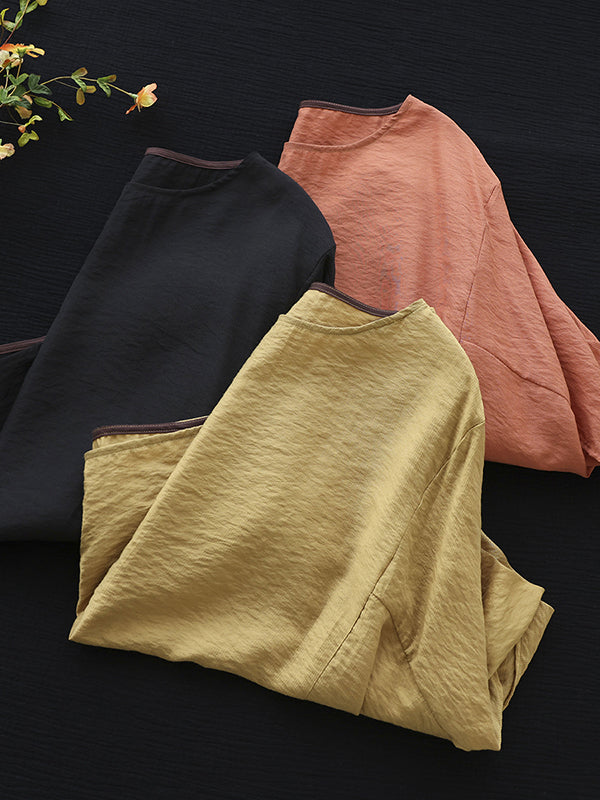 xakxx Vintage Loose Round-Neck Batwing Sleeves T-Shirt