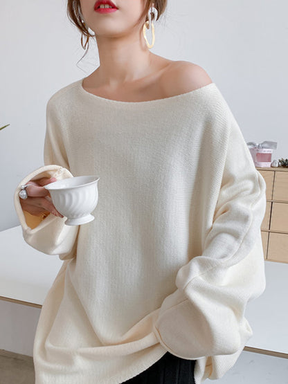 xakxx Simple Solid Color Round-Neck Sweater