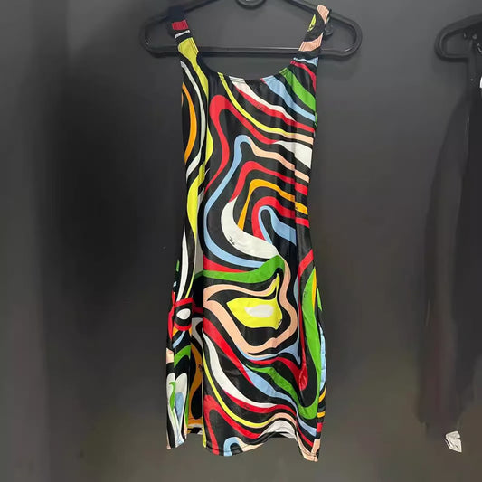 xakxx High Waisted Abstract Printed Skirts Bottoms