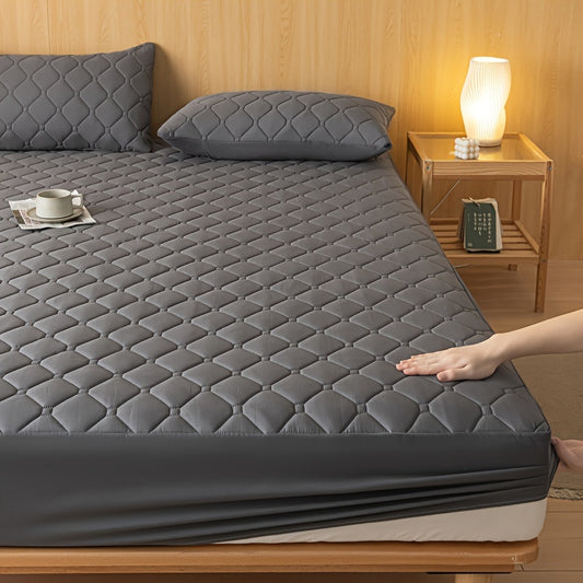 1pc Luxurious Waterproof Mattress Protector - Noiseless, Embossed, Dustproof, Thick, Breathable, Washable, Incontinence Protection - Ideal for Single, Twin, Full, Queen, King Bed Sizes, Bedroom, Guest Room, Apartment, School