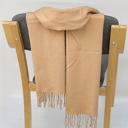 Classic Autumn and Winter Lightweight Solid Color Men's Long Scarf - Fashionable Warm Neck Wrap Shawl for Outdoor Comfort, 100% Polyester, Mature Style, Non-Stretch, Woven Craftsmanship, Decorative - Suitable for Casual Weekend Use