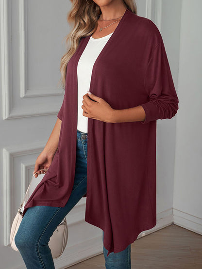 xakxx Long Sleeves Loose Solid Color Statement Collar Outerwear